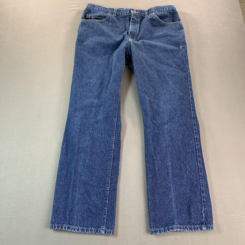 Vintage Lee Jeans Mens 38 (Fits 36x30) Blue Denim Straight Leg USA Workwear 90s - Picture 2 of 16